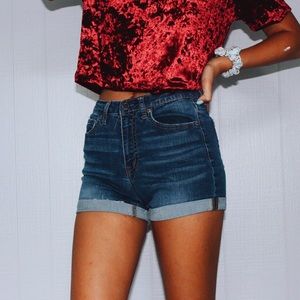 aeropostale high waisted midi jean shorts